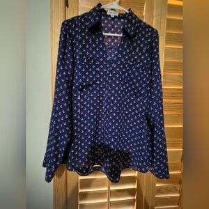 Express Dark Blue Anchor Pattern Shirt